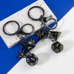 Black Dice Keychain, DND Game Dice Keyring, RPG Game Dice Charm Key Holder Souvenirs, Fashion Car Handbag Pendant