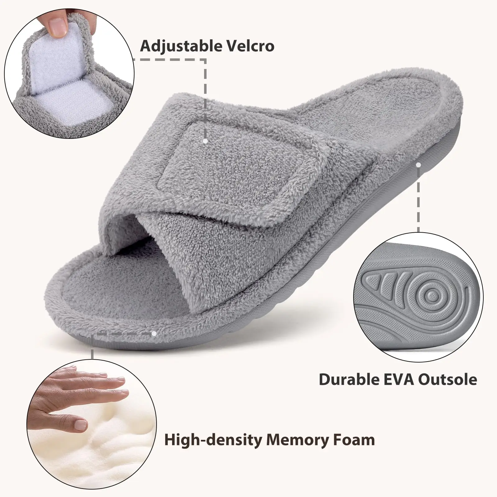 Comwarm Adjustable Fur Women Slippers Fashion Fluffy Women House Slippers Orthopedic Open Toe Women Cotton Shoes Arch Support image 3