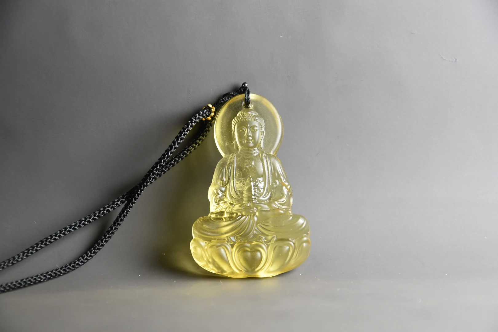 

Chinese Hongshan culture glass meteorite Guanyin pendant