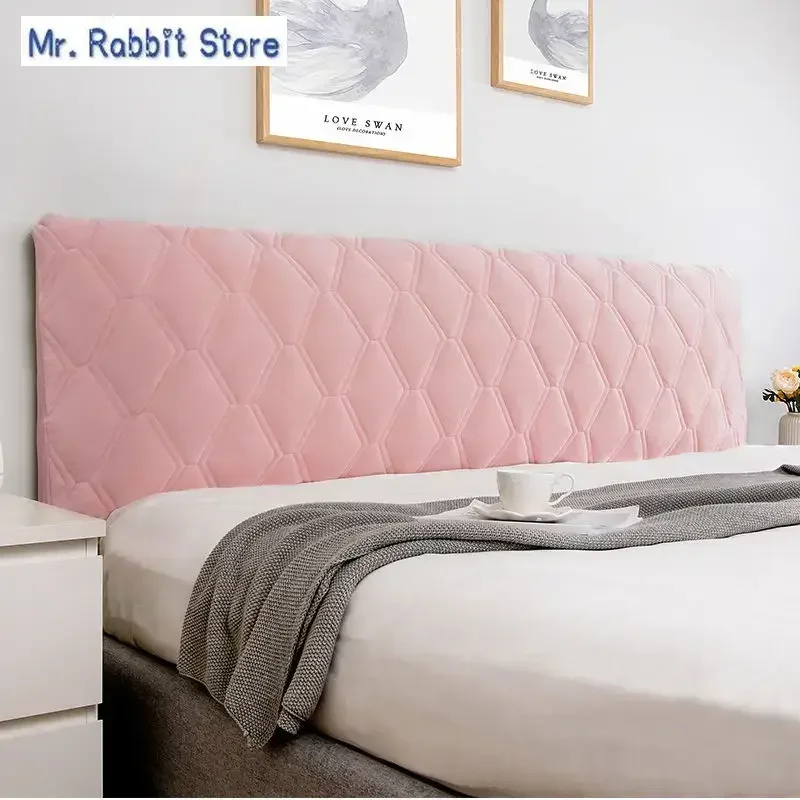 Pink Bed Back Protector Cover Soft Coral Fleece Bed Head Cover All-inclusive Thicken Velvet Headboard Cover Solid Color