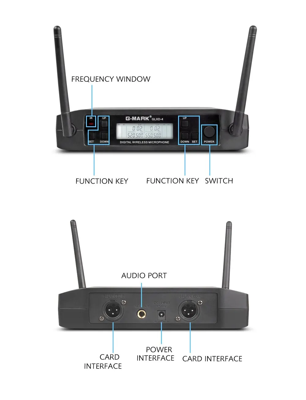 Microphone Wireless G-MARK GLXD4 Professional UHF System Handheld Mic For Stage Speech Wedding Show Band Home Party Church