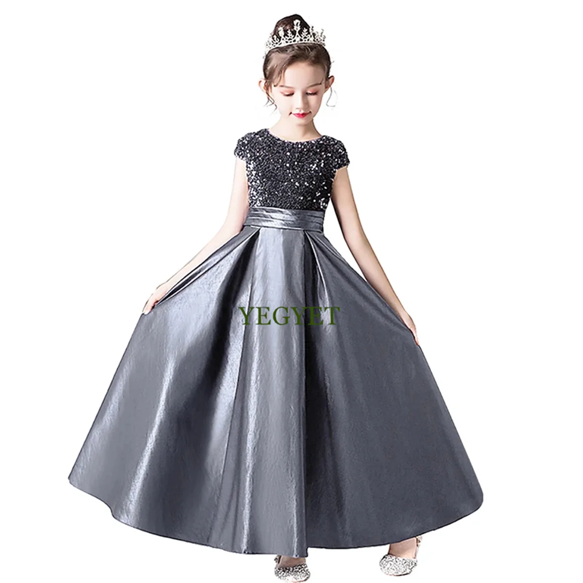 

Satin Bow Junior Bridesmaid Dresses 2024 Sleeveless Flower Girl For Wedding O Neck Kids First Communion For Teens