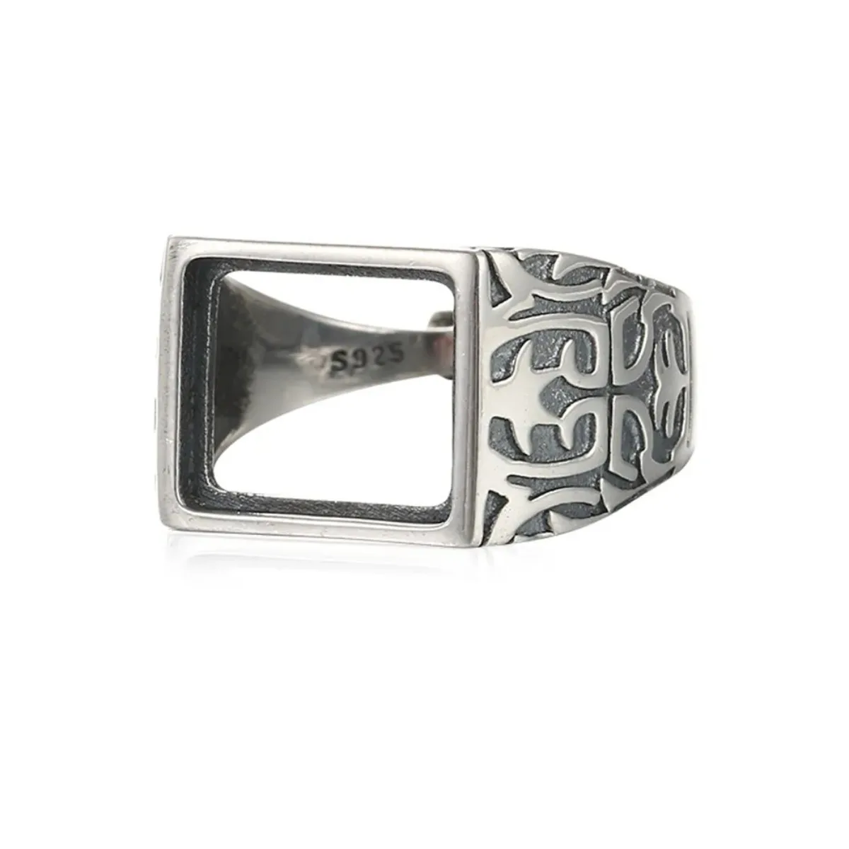Ring Blank (11x13mm Rectangle Blank) Adjustable 925 Silver Retangle Ring Component