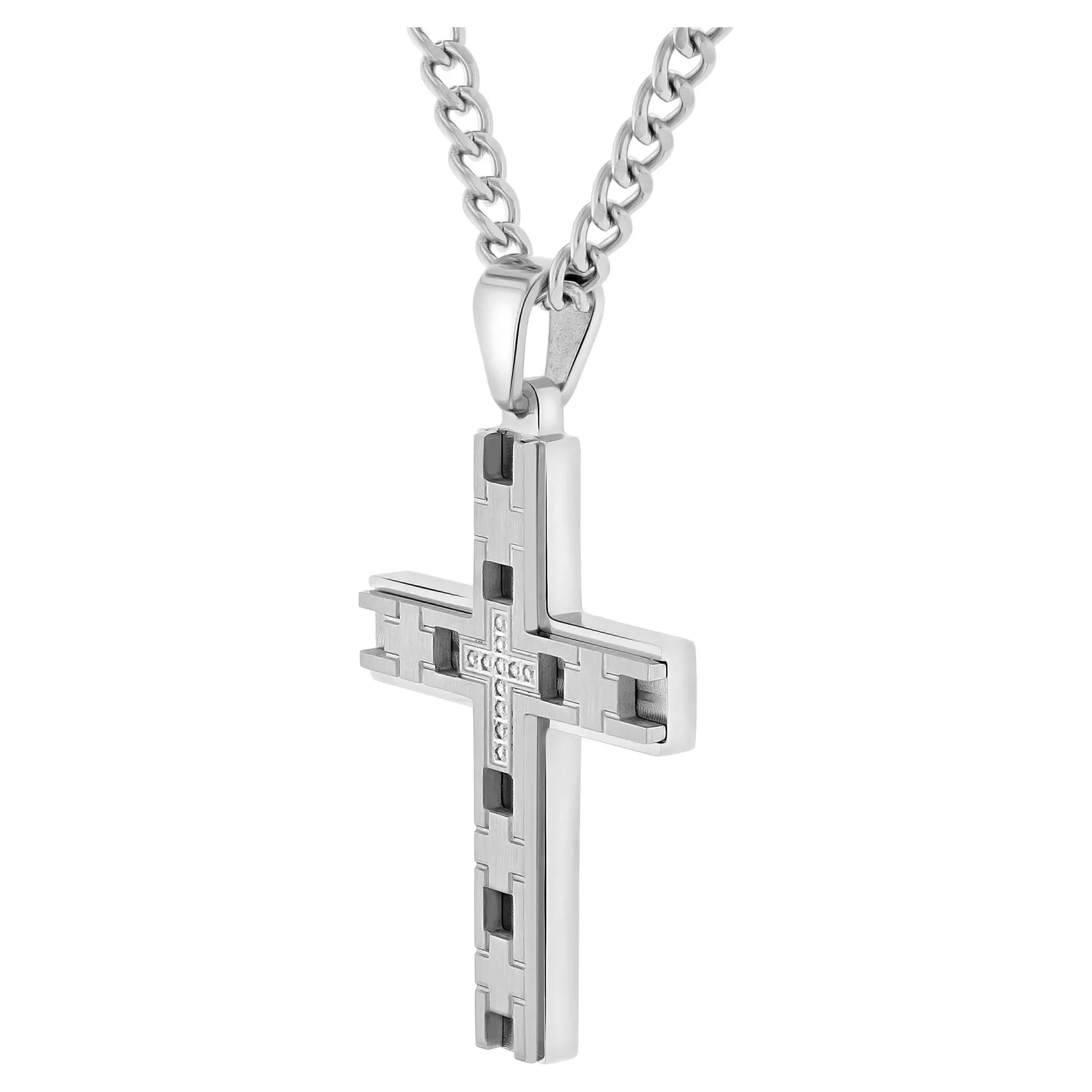 قلادة سلسلة قلادة من الفولاذ المقاوم للصدأ مكعبة الزركونيا من بريليانس للرجال