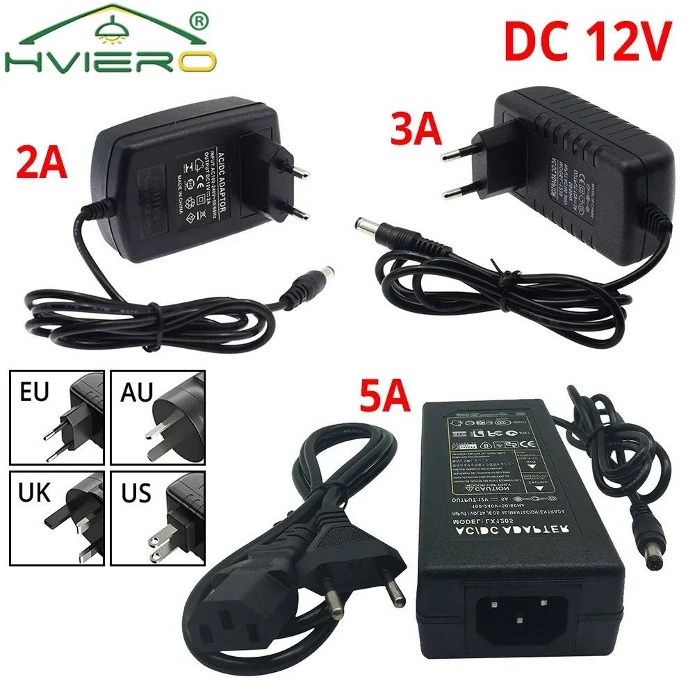 LED Power Supply Charger AU UK US EU Transformer AC 110V 240V 2A 3A 5A 24/36/48W DC 12V Adapter Plug Direct-current Strip Light