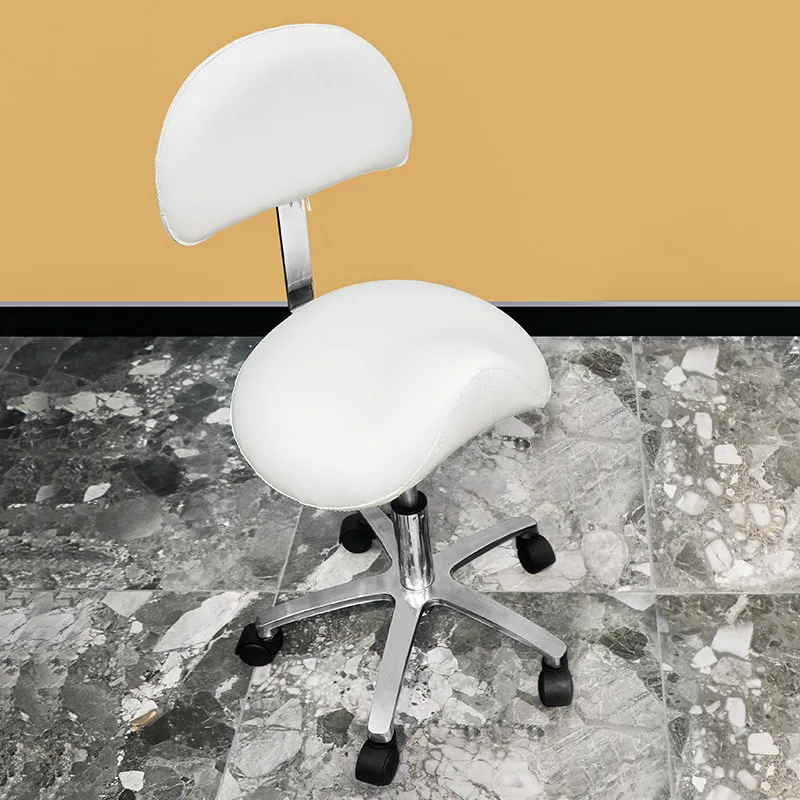 SalonNewCommercial Barber Salon Haircut Chair Stainless Steel Frame 5-Star Base Casters Leather Seat Adjustable Footrest Stylist