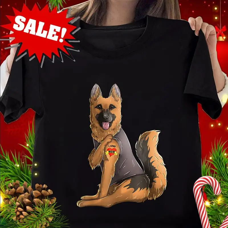 

German Shepherd T-Shirt, I Love Mom Tattoo, Mother's Day, Mom's Birthday Gift, B