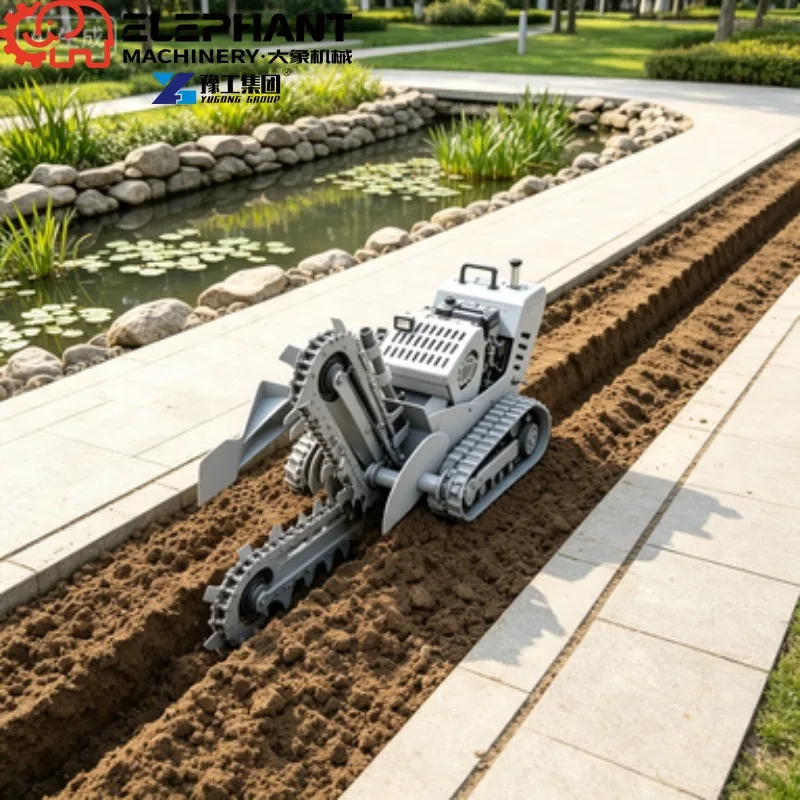 Tracked Trencher, Mini Heavy Duty Farmland Ditcher Adjustable Trench Depth Agricultural Trencher Machine