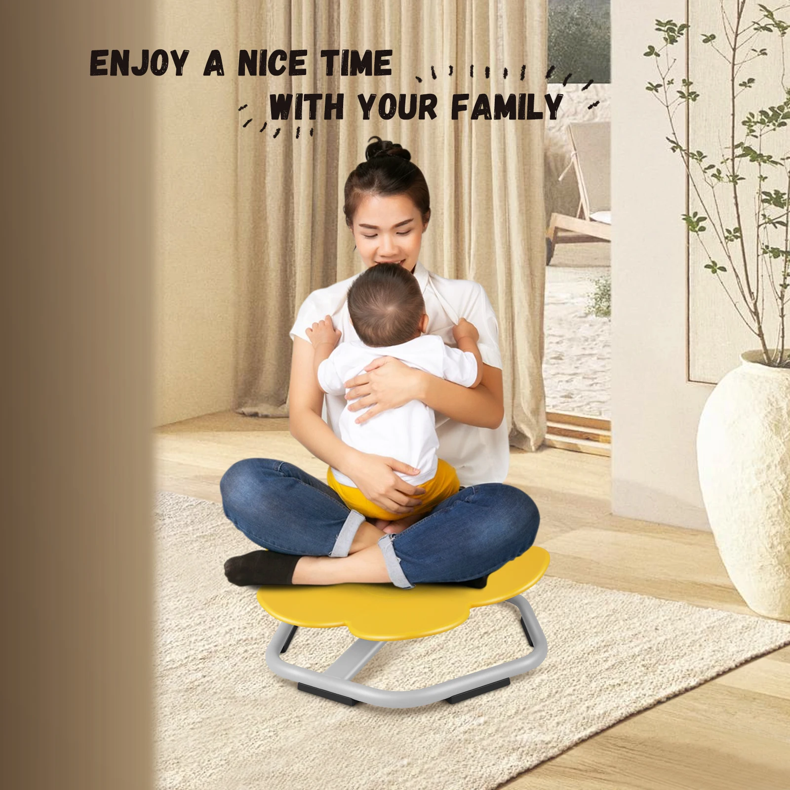 Chaise de jouets mentaires oriels à base en métal pour enfants, chaise de rotation d'éléphant assise et rotative pour les tout-petits, chaise tournante, chaise oscillante