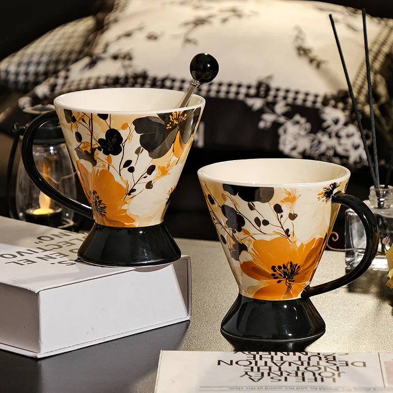 

Керамическая кофейная кружка в стиле ретро, элегантная офисная чашка на ножках с подарочной коробкой, высококачественная чайная чашка на день рождения, Рождественский сувенир ​