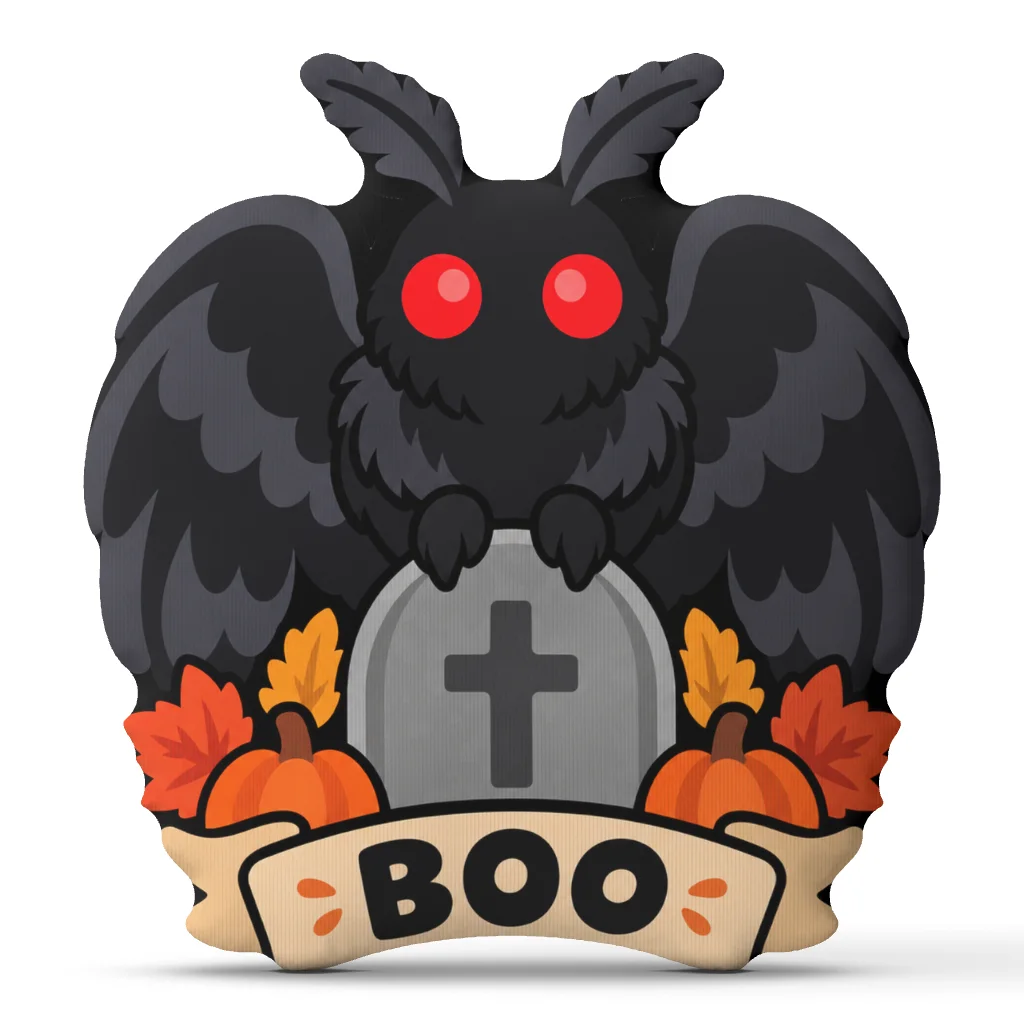 Mothman Halloween Shaped Pillow Cute Spooky Graveyard Cushion Stuffed Throw Pillow Fall Sofa Home Decoration Boo Autumn Gift