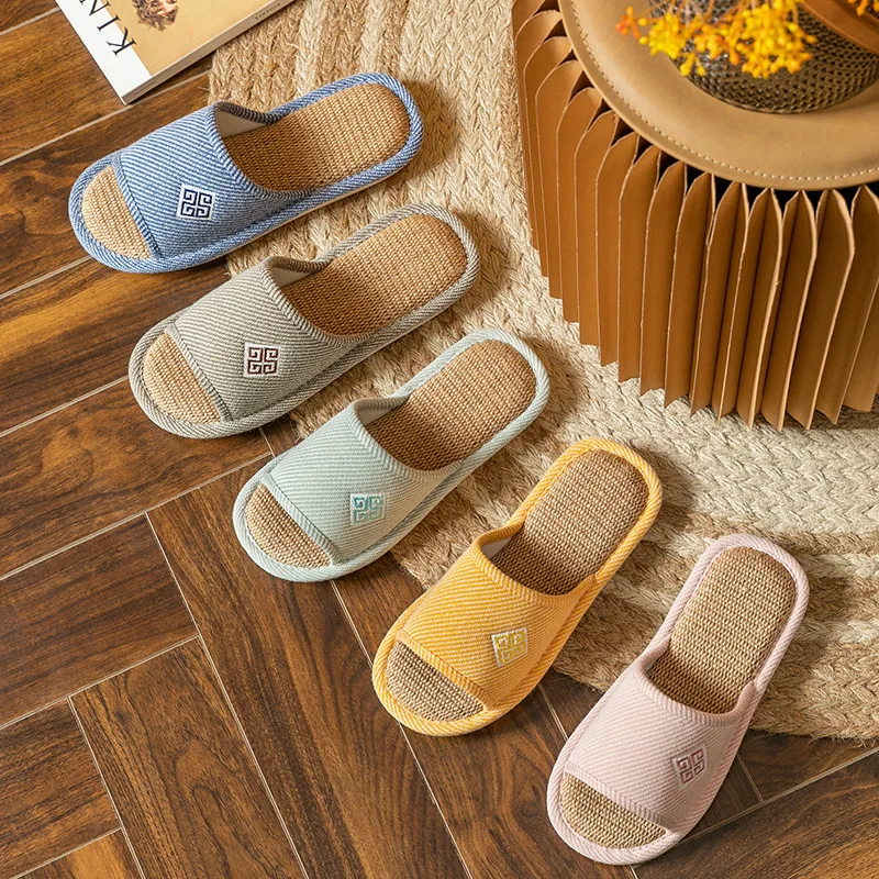 Cotton Linen Slippers Female Couples Anti Slip Wear-resistant Slippers Home Men Shoes Personalized Deodorization Women Shoes