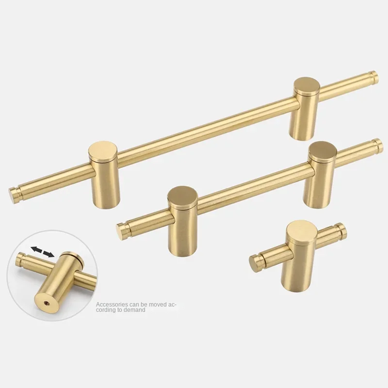 Brass Solid Adjustable Hole Spacing Handle Modern American French Cabinet Door Wardrobe Cabinet Drawer Handle