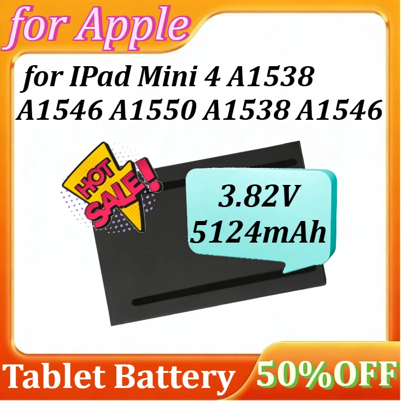 

Tablet Battery for Apple for IPad Mini 4 A1538 A1546 A1550 A1538 A1546 +Tools 3.82V 5124mAh