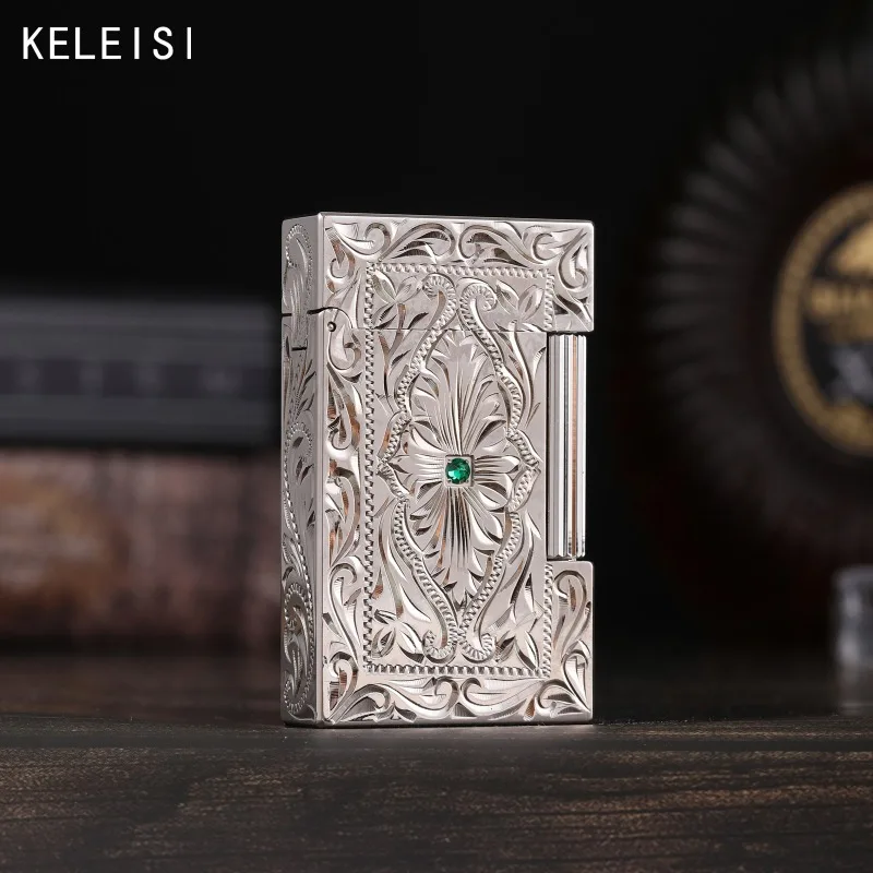 New Personality High-End Atmospheric Brass Grinding Wheel Ignition Lighter With Butane Gas Side Rub Ignition High-End Men's Gift