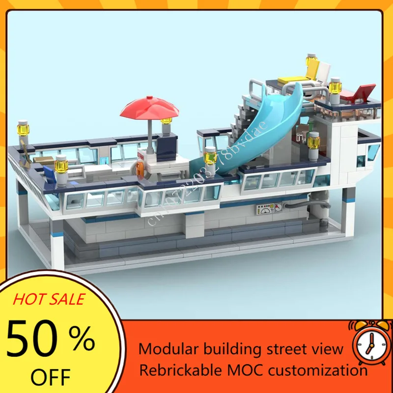 915 pz porto mattone piscina Deck modulare MOC creativo street view modello Building Blocks architettura fai da te modello educativo giocattoli regali