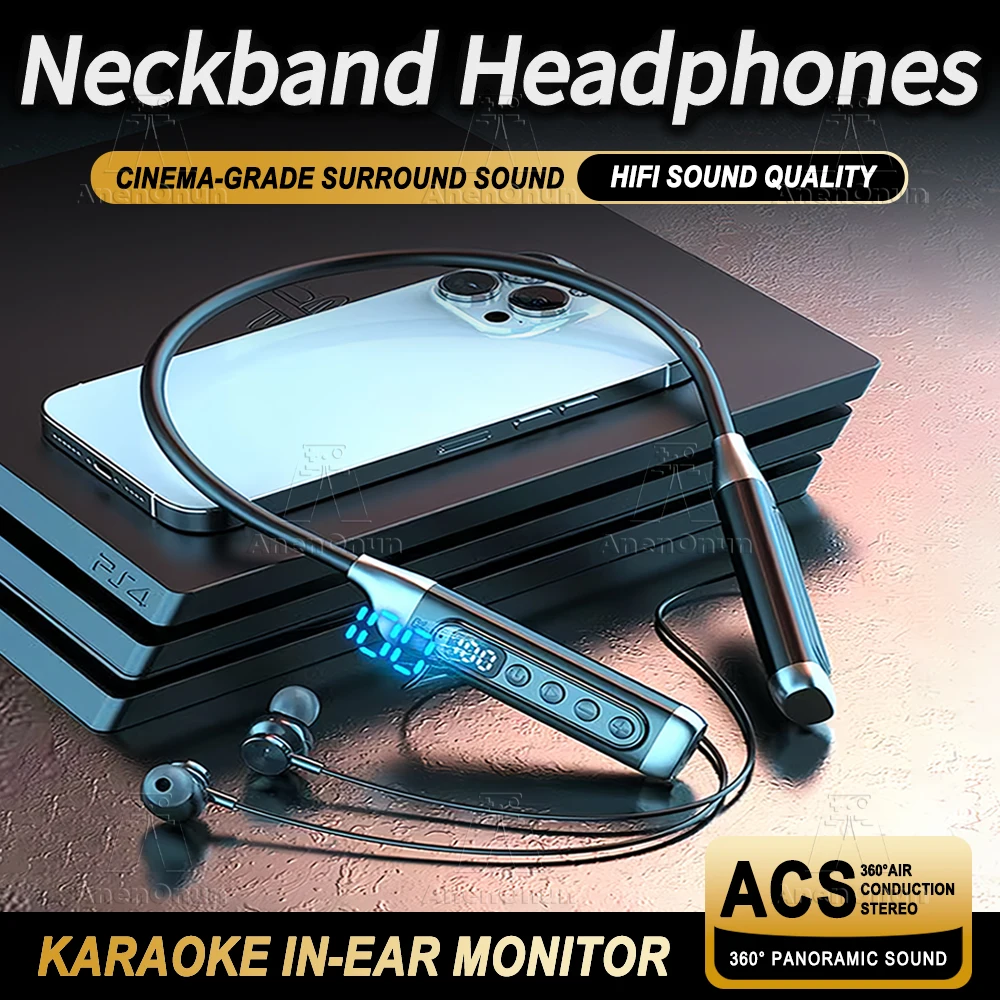 Neckband Headphones High Quality in-ear Hifi Wireless Bluetooth Earphones 120H Playtime ENC Noise Canceling Handsfree Headset