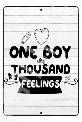 One Boy Thousand Feelings Funny Baby's Room Sign Weatherproof Aluminum 8