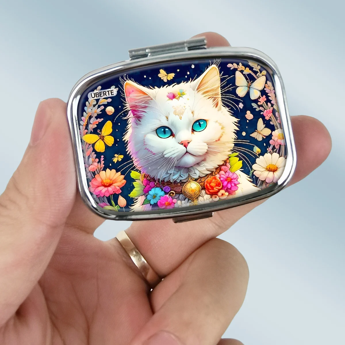 Calendula Watercolor Round Stamp Design in a Forest-Style Pastoral Design, Flat Printed Pattern Medicine Box - Compact Jewelry Box. Portable Safety Box, Mini Medicine Box, Jewelry Storage - Self-Care Club's Wellness Secrets, Suitable for Outdoor Activities - Thoughtful Gift, Compact and Practical for Personal Use and Gift-Giving