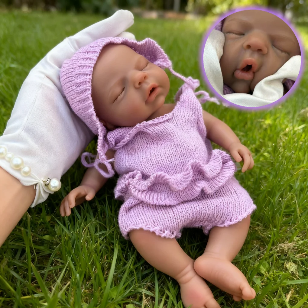 

Моющиеся 10-дюймовые темные силиконовые куклы для новорожденных Reborn Girl с открытым ртом, 3D окрашенная кожа, мягкая на ощупь кукла для новорожденных девочек