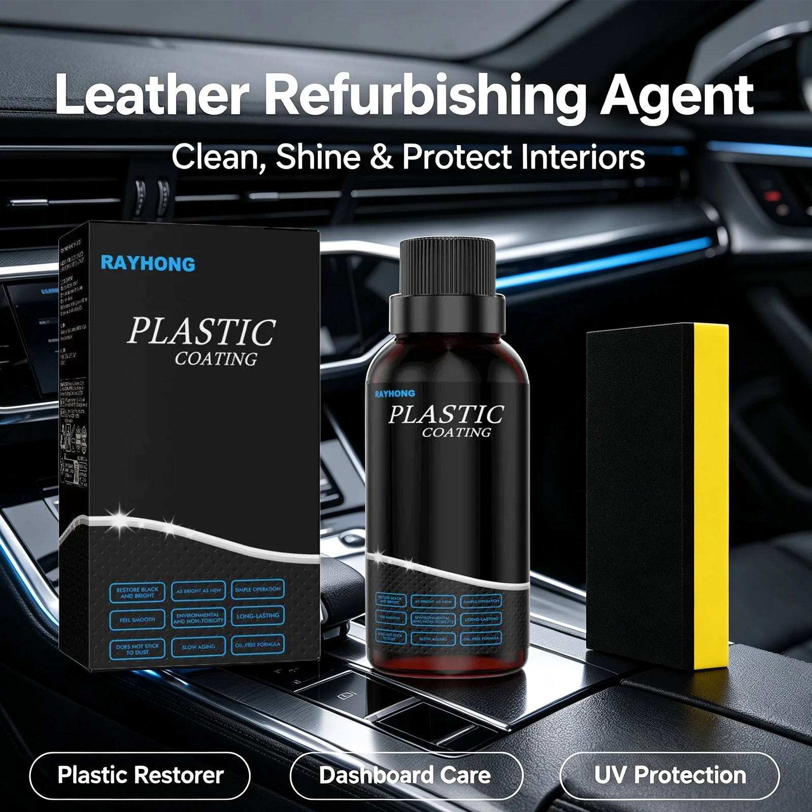Car Interior Cleaner Agent Dashboard and Trim Dustproof Gloss Finish Auto Plastic Parts Refurbish Agent Car Maintenance Paste