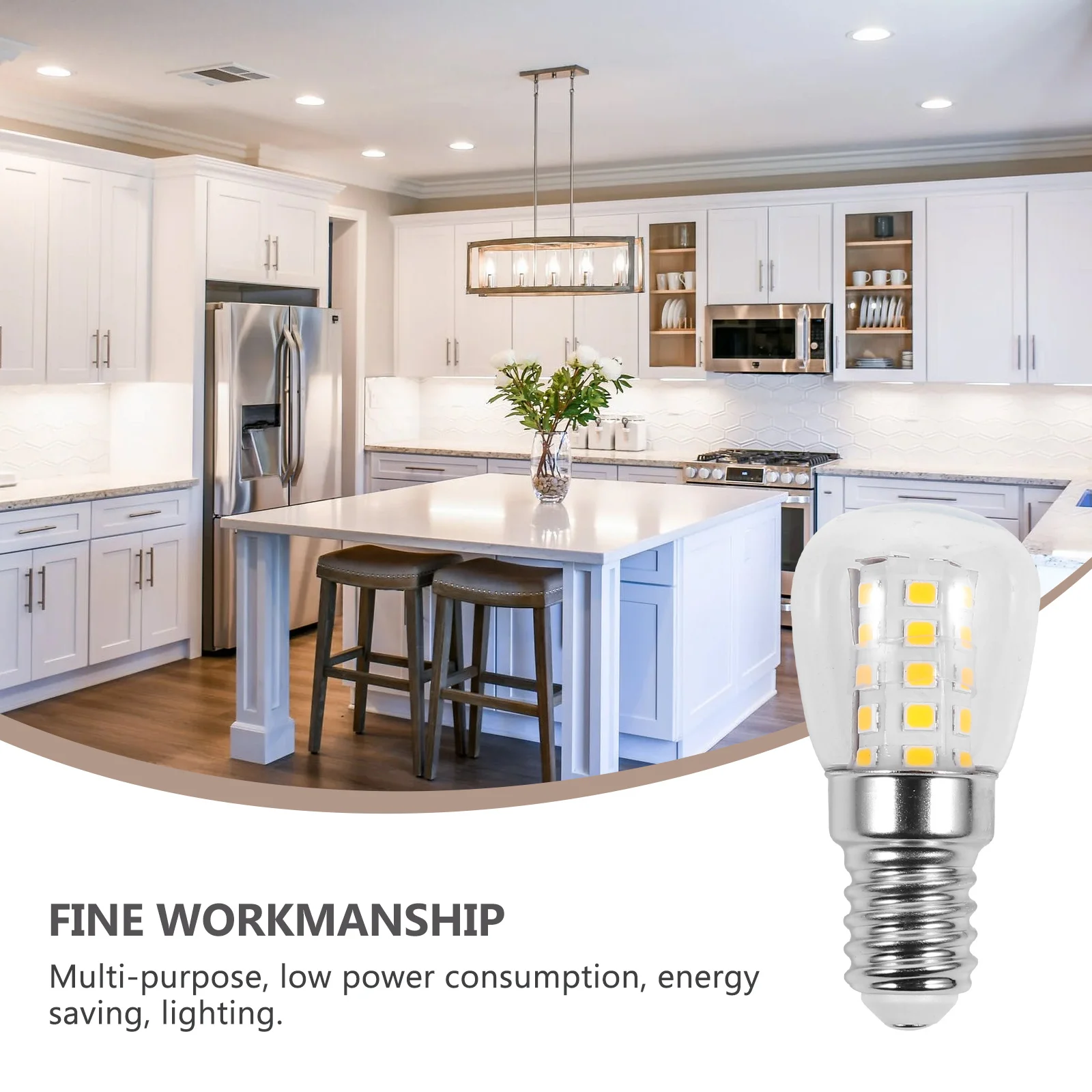 

2Pcs Refrigerator LED Light Bulb E14 Corn Shape Replacement Fridge Bulb Warm Light Energy Saving Sewing Machine Lamp