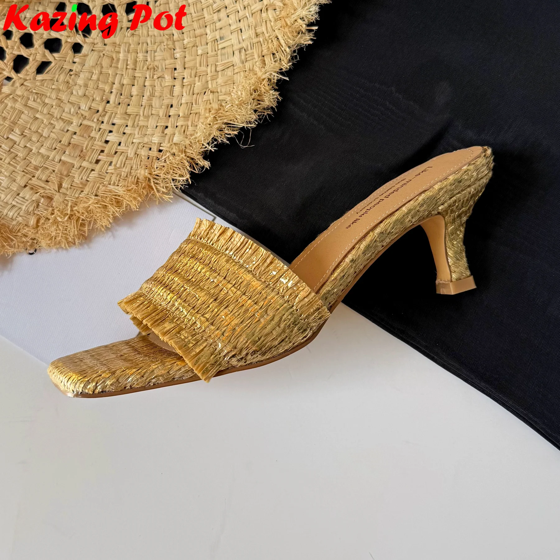 

Элегантные женские летние шлепанцы-мюли Krazing Pot Superstar на высоком каблуке с ремешком сзади, для свиданий, брендовые, шикарные, для улицы