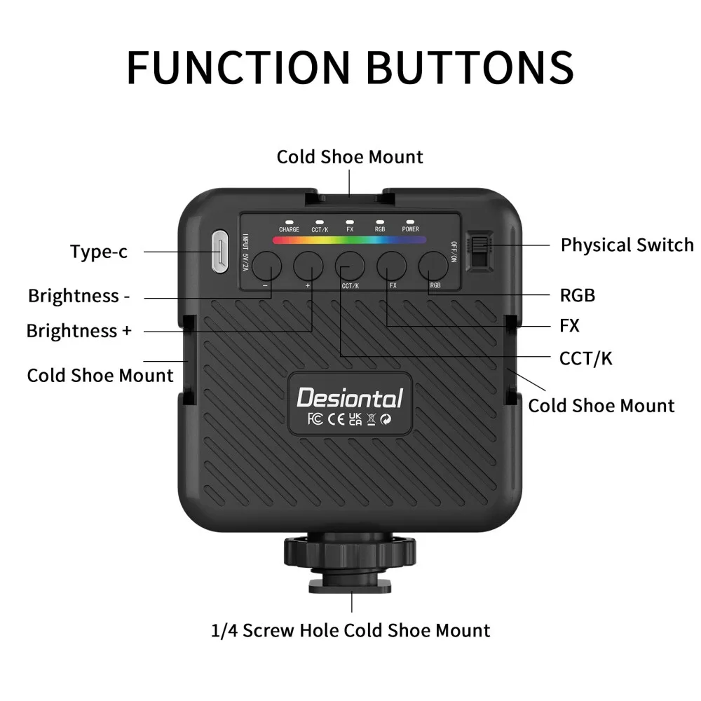 Desiontal Mini Fill Light RGB Video Lights Photography Lighting Selfie Light for Camera Photo Studio Consumer Electronics