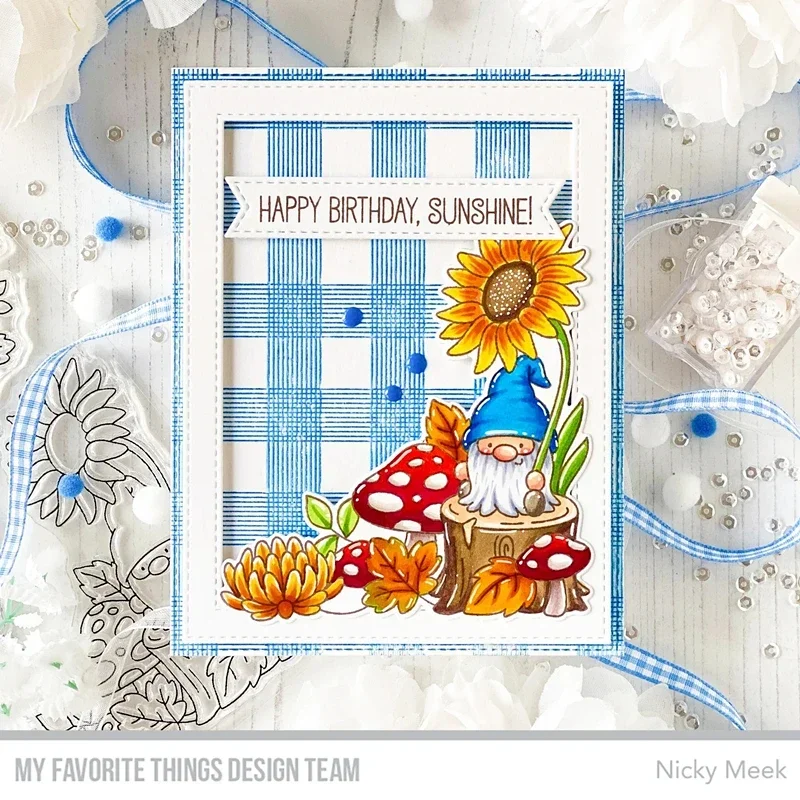 Autumn Christmas Gnomes Sun Flowers Cactus Clear Stamps Cutting Dies Scrapbooking for Paper Making Frames Card Set - view 5