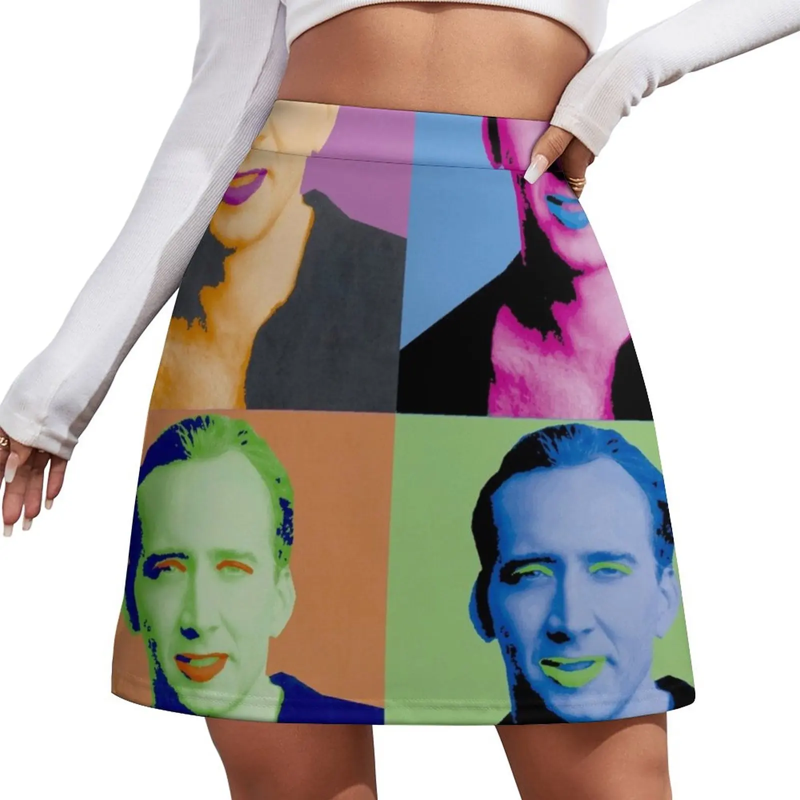 

Nicholas Cage Pop Art Warhol Inspired Mini Skirt summer clothes luxury designer clothing women kawaii skirt