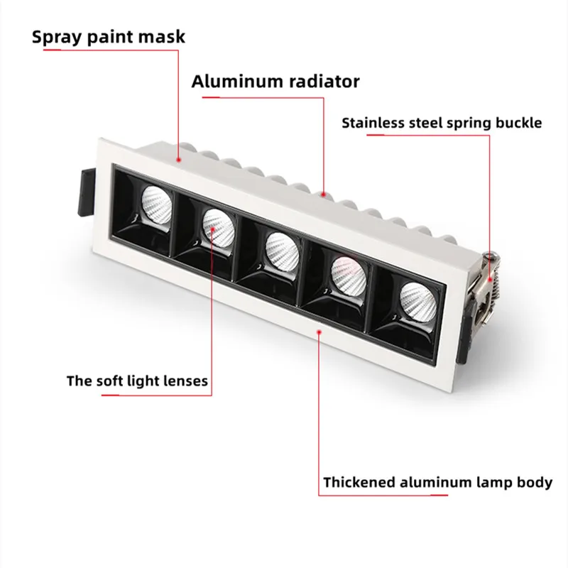 Dimmable LED Ceiling Lights 2W4W6W10W20W30W Recessed Strip bulb Shoot light COB Grille lamp Indoor Lighting LED Canister light