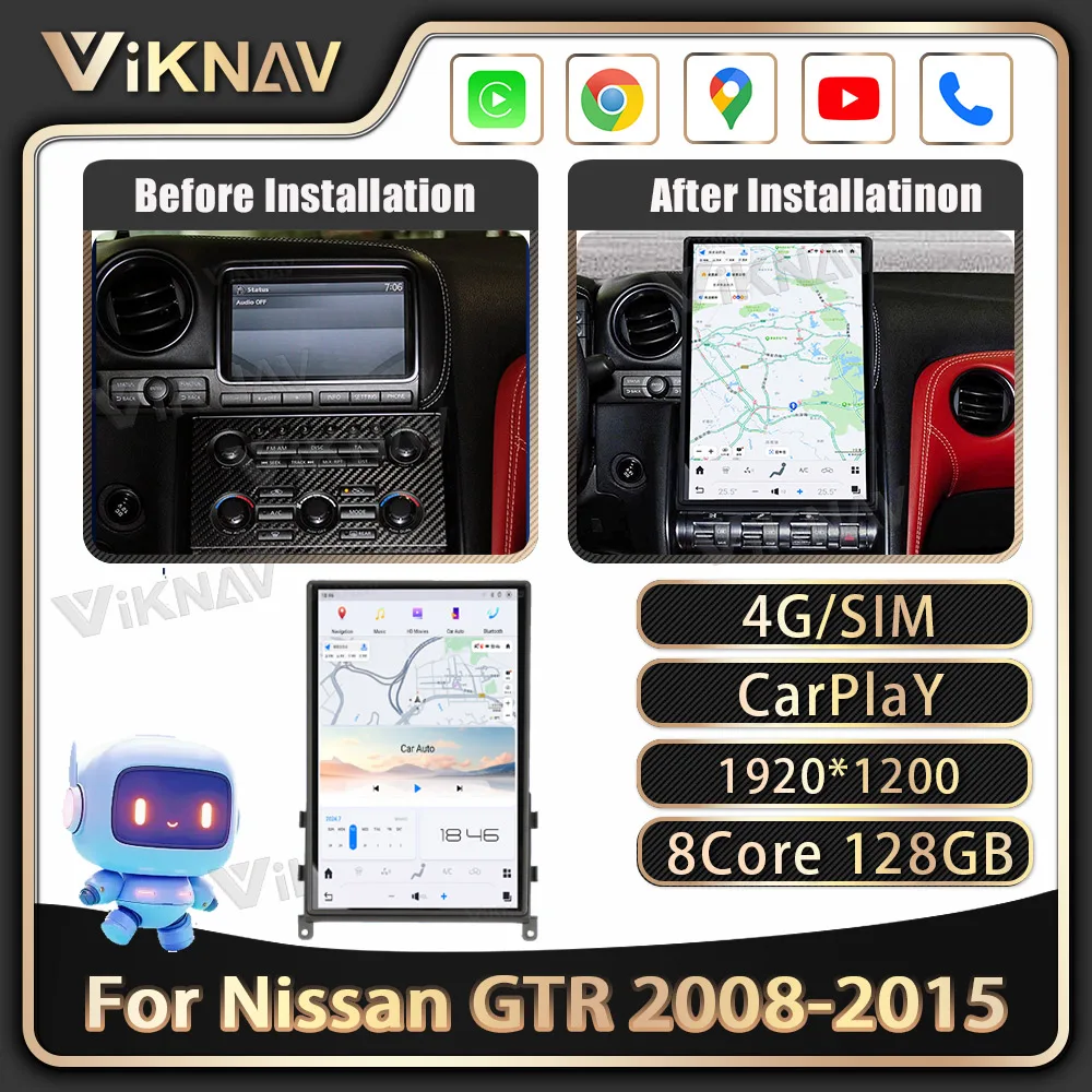 

Viknav Android 14.4 inch Car Radio For Nissan GTR 2008-2015 Android Auto GPS Navigation Wireless Carplay Head Unit