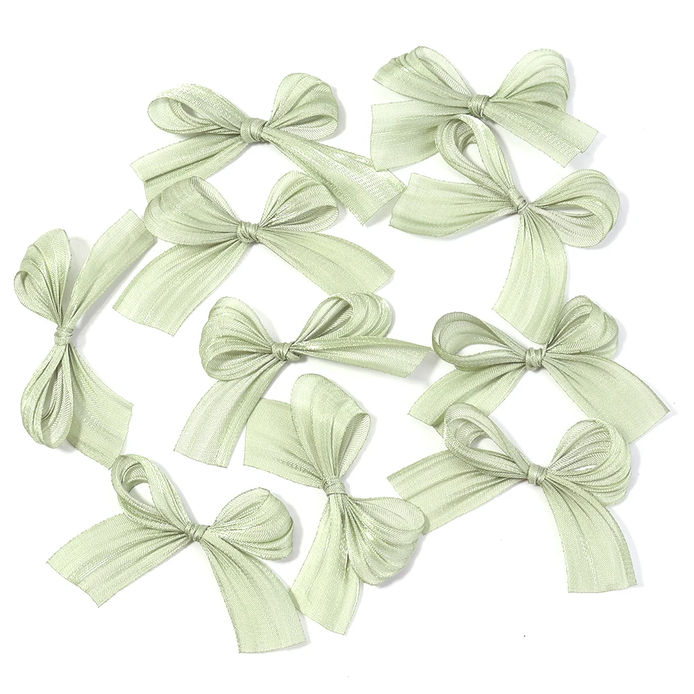 10 Stuks 4x5.5cm Parelmoer Satijnen Lint Strikken Kleurrijke Vouw Kleine Strik Voor Geschenken Bloem Verpakking Deco DIY Bruiloft decor