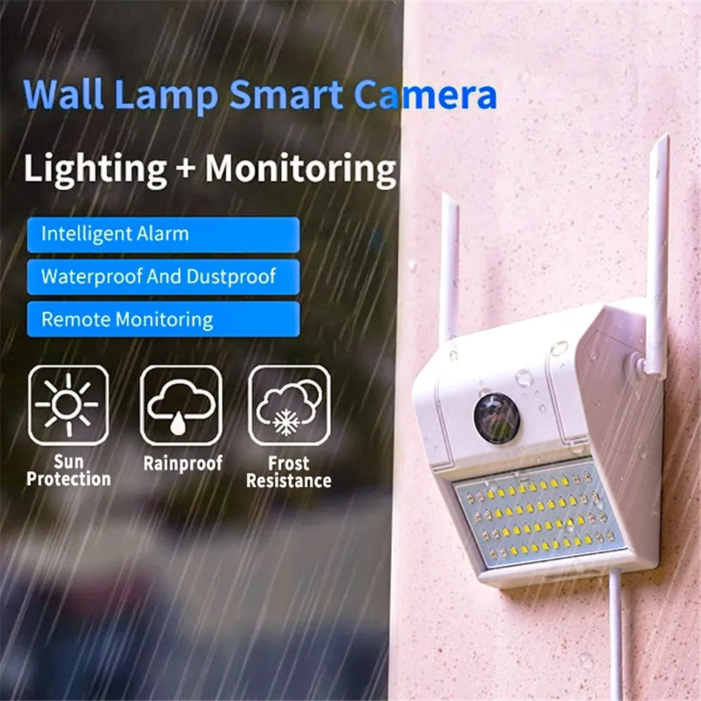 2MP 1080P Floodlight Outdoor Street Lamp IP Camera Full Color Night Vision Courtyard Home Security CCTV Monitor