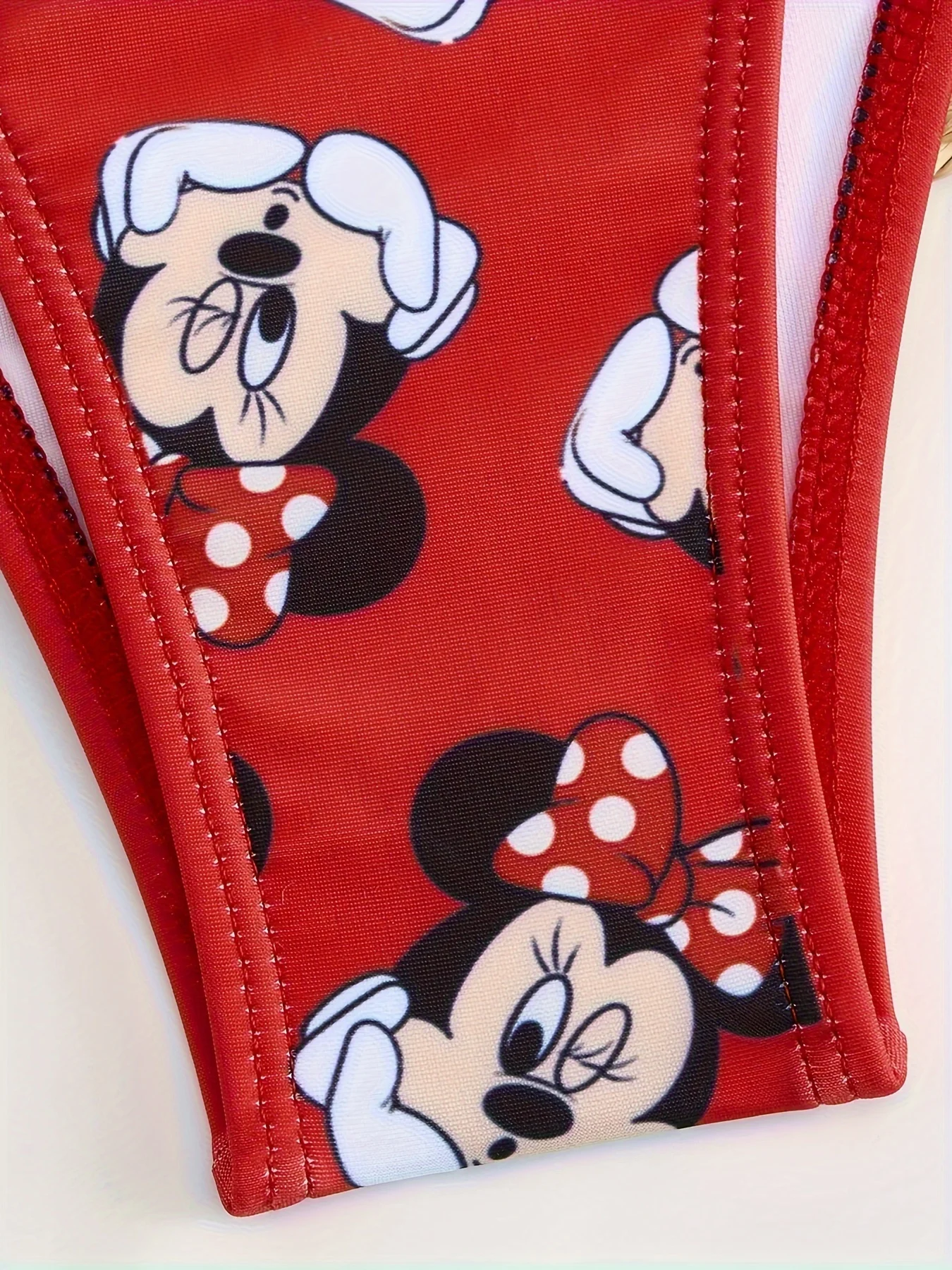 Disney cute Minnie pattern cartoon bikini small breast gathered beach vacation style