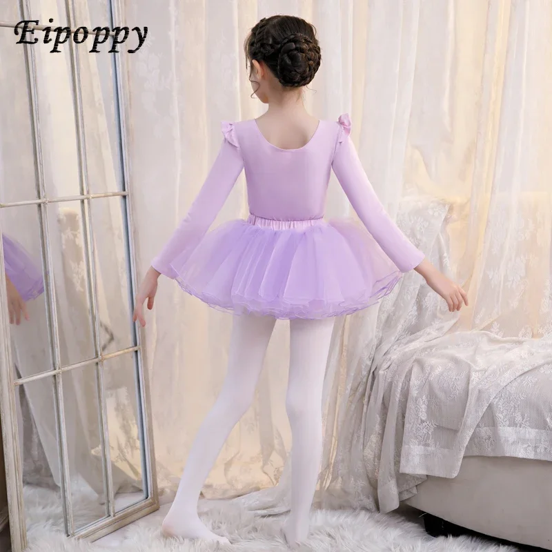 Girls' Dance Clothes Gauze Skirt Split Ballet Practice Clothing Grading Clothing Spring and Summer Long Short Sleeve