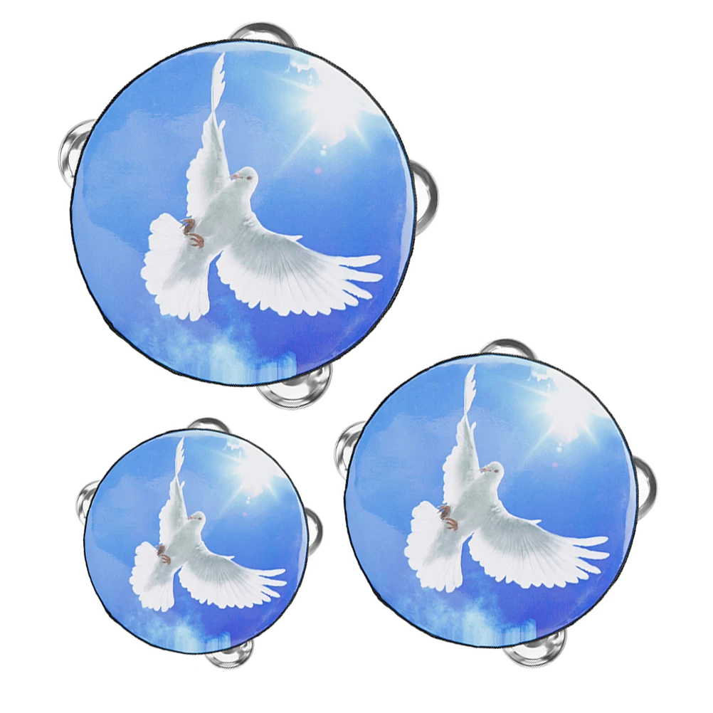 

3 Pcs 6 8 10 Inch Tambourine H Drum Kids Percussion Instrument PET Wood Metal Lightweight Children Dance Props Musical Toys