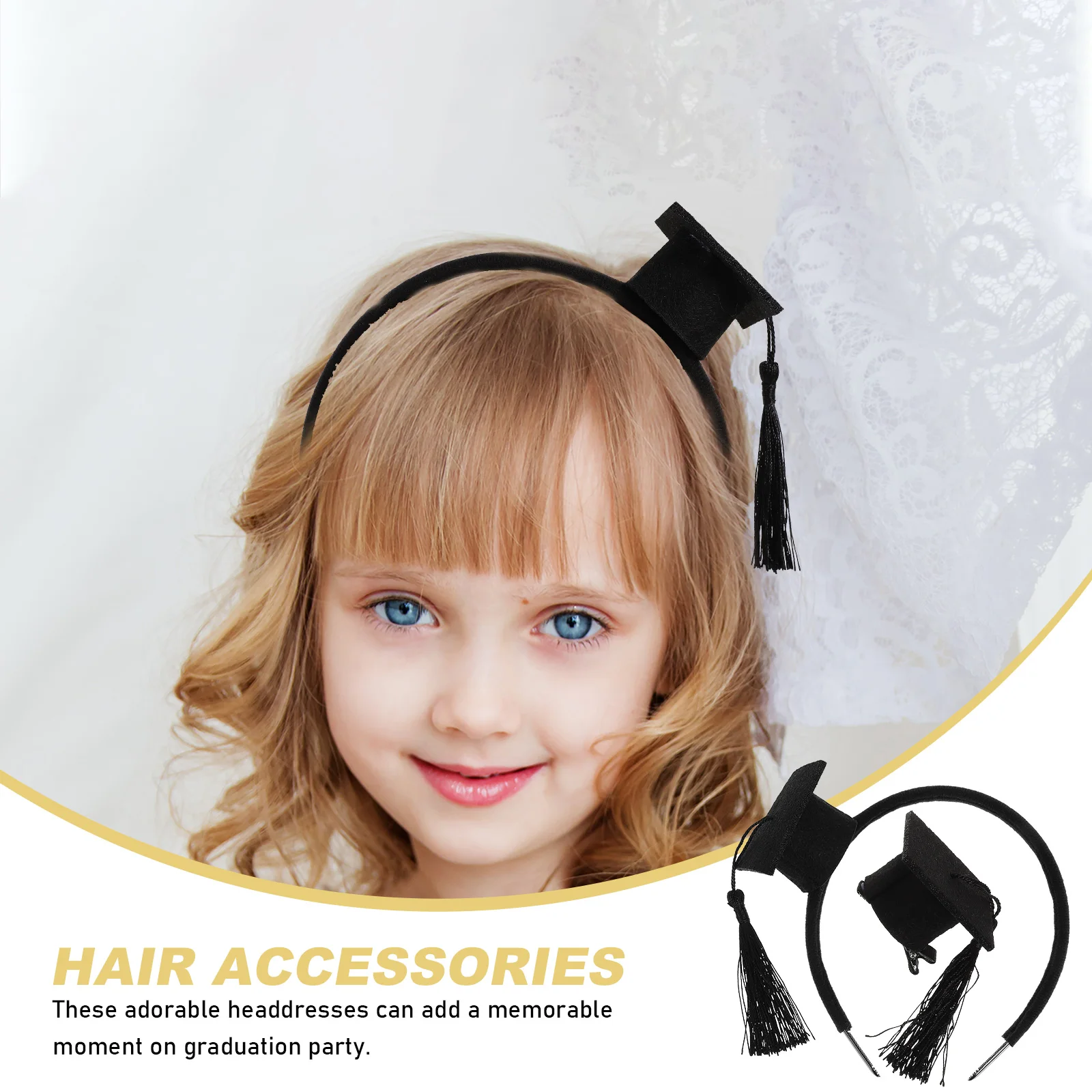 

2 Pcs Doctor Hat Headb Mini Graduation Hair Clips Plastic Durable Headdresses Photo Props Lovely Accessories Hair Tools Styling