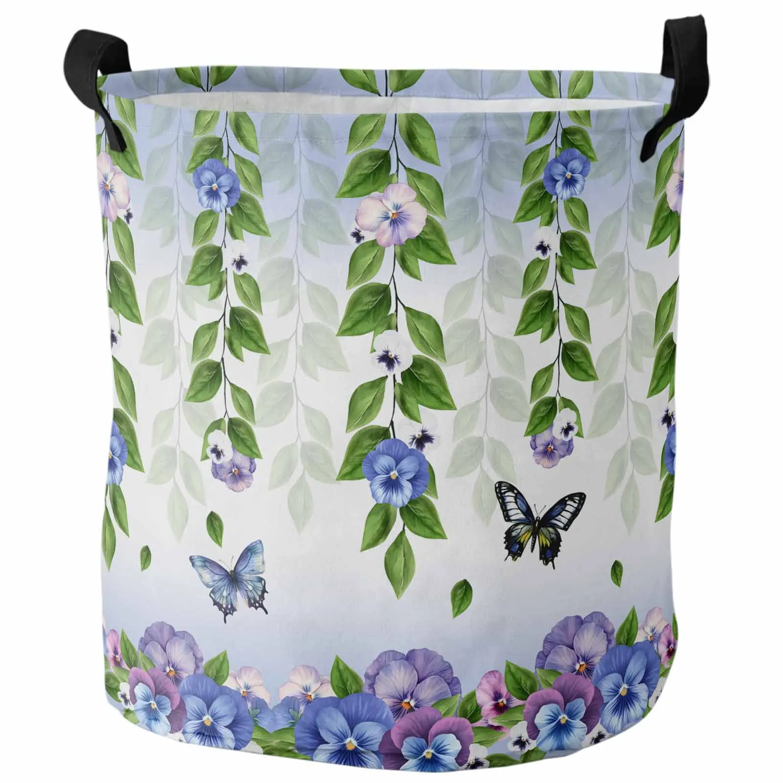 

Summer Spring Gradient Pastoral Flowers Dirty Laundry Basket Foldable Waterproof Clothing Children Toy Storage Basket