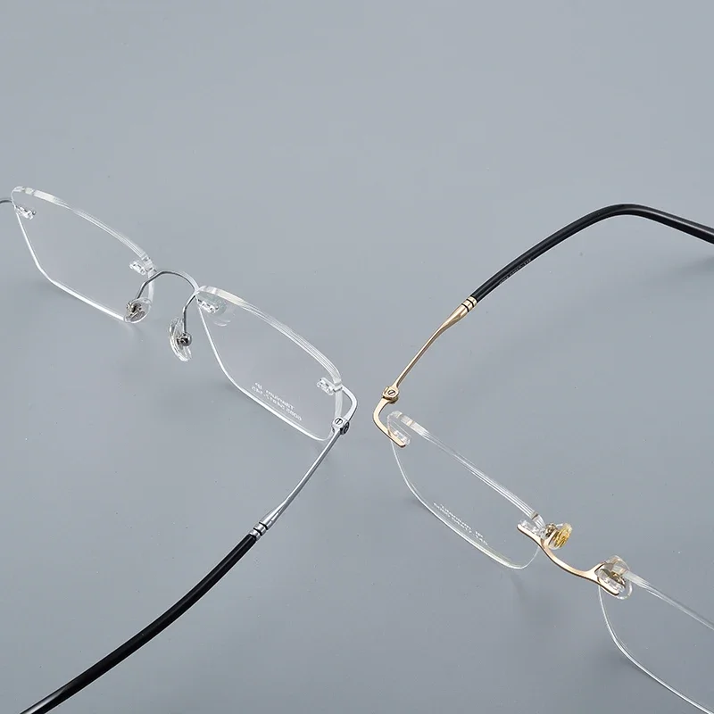 New Arrival Classic Pure Titanium Rimless Glasses Frame Men Optical Eyewear Simple Stylish Frameless Eyeglasses Comfortable 6085