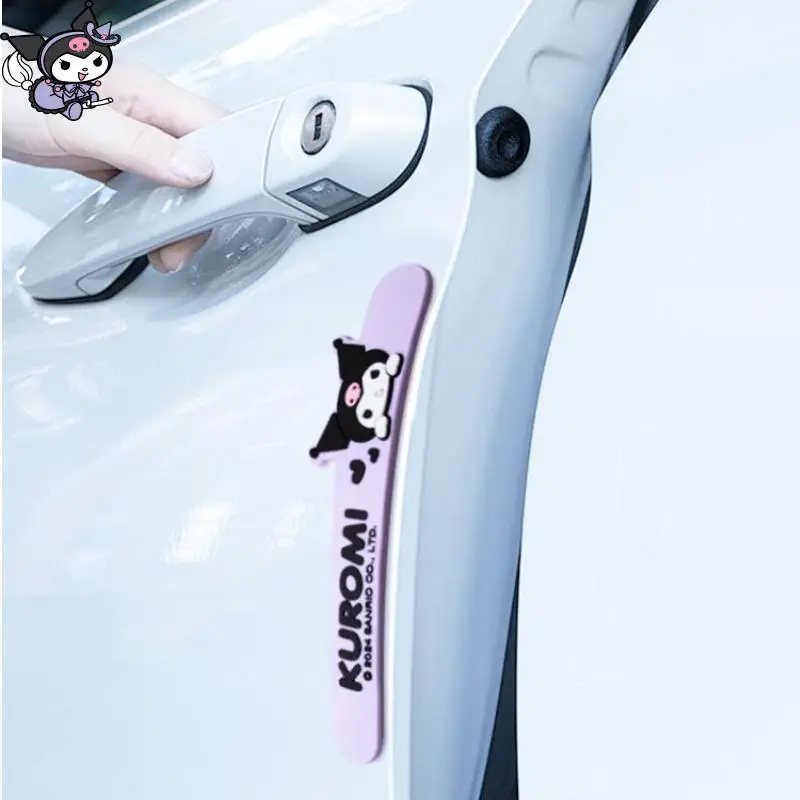 Car Door Handle Reversing Mirror Anti-Collision Strip Anime Cartoon Kuromi Bumper Door Bowl Anti-Scratch Decorative Accessories