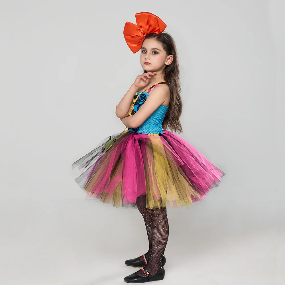 Mädchen Patchwork-Puppen-Tutu-Kleid-Set, Buntes Tüll-Kostüm für Kinder, Halloween-Cosplay, Themenparty-Verkleidung – Detail 6