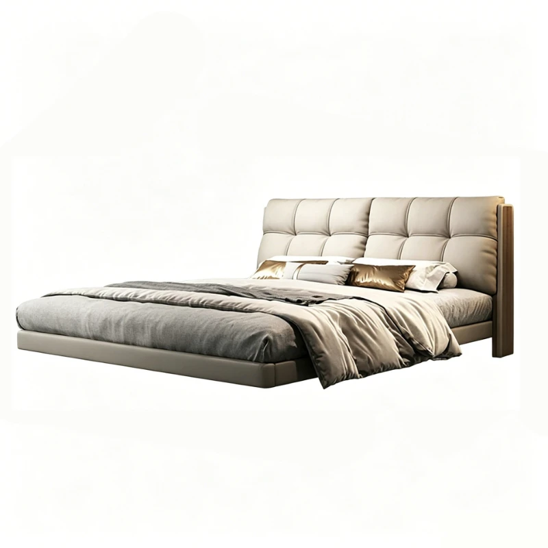 Cloud leather bed Italian minimalist master bedroom suspended bed master bedroom 1.8 meters double bed soft bag wedding
