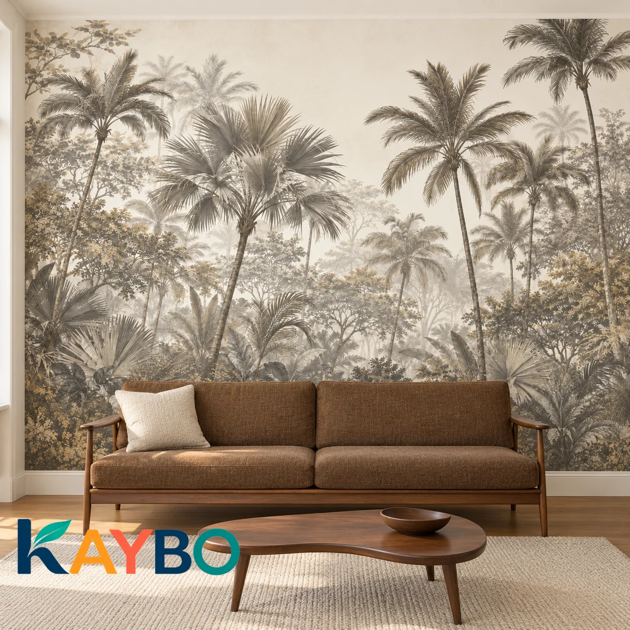 Tropical Palm Forest Wall Mural Vintage Jungle Landscape Wallpaper Sepia Botanical Decor Non Self Adhesive Living Rooms Bedrooms