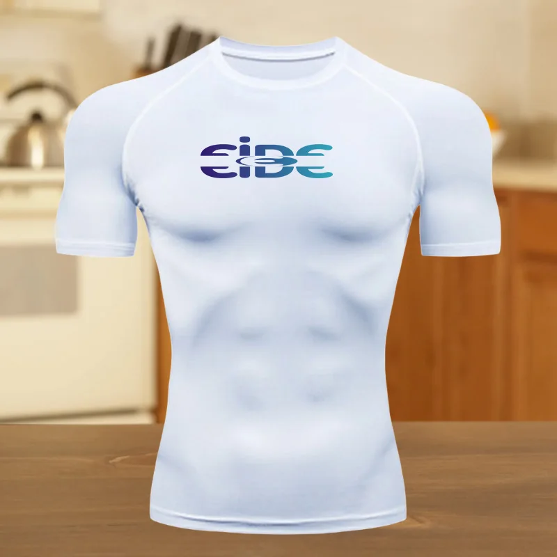 الرجال ضغط قميص للتمرين سريعة الجافة المحملة الأعلى تنفس امتصاص العرق بدلة ضيقة تناسب اللياقة البدنية تي شيرت مقاومة للعرق #5