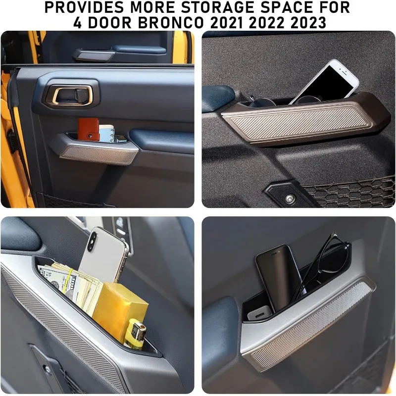 Door Handle Storage Box Container for Ford Bronco 2021 2022 2023 2024 4 Door Car Interior Accessories