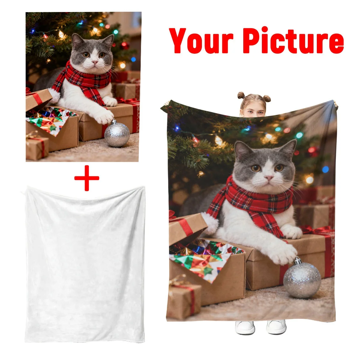 Customized Christmas Pet Blanket for Cats and Dogs - Printed with Cute Christmas Images to Show Your Heart, Anti-Static and Non-Shedding, Suitable for Cribs, Parent-Child Interaction, Home Use as a Blanket - Soft Polyester Material - Perfect as a Heartwarming Christmas Gift for Sons, Daughters, and Grandchildren