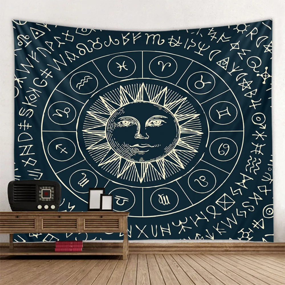 

Sun and Moon Constellation tapestry, geometric mandala wall hanging, witchcraft, hippie background cloth, home wall decoration