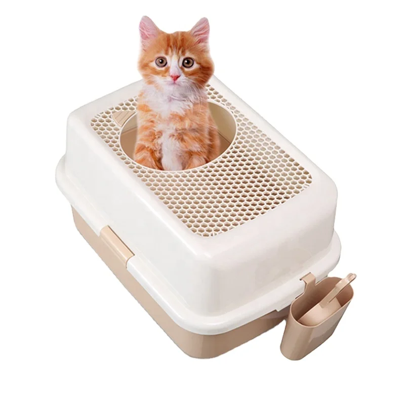 

Semi Closed Automatic Fall Back Anti-splash Cat Litter Box Eco-friendly PP Plastic Breathable Cat Toilet Big Space Pet Bedpan