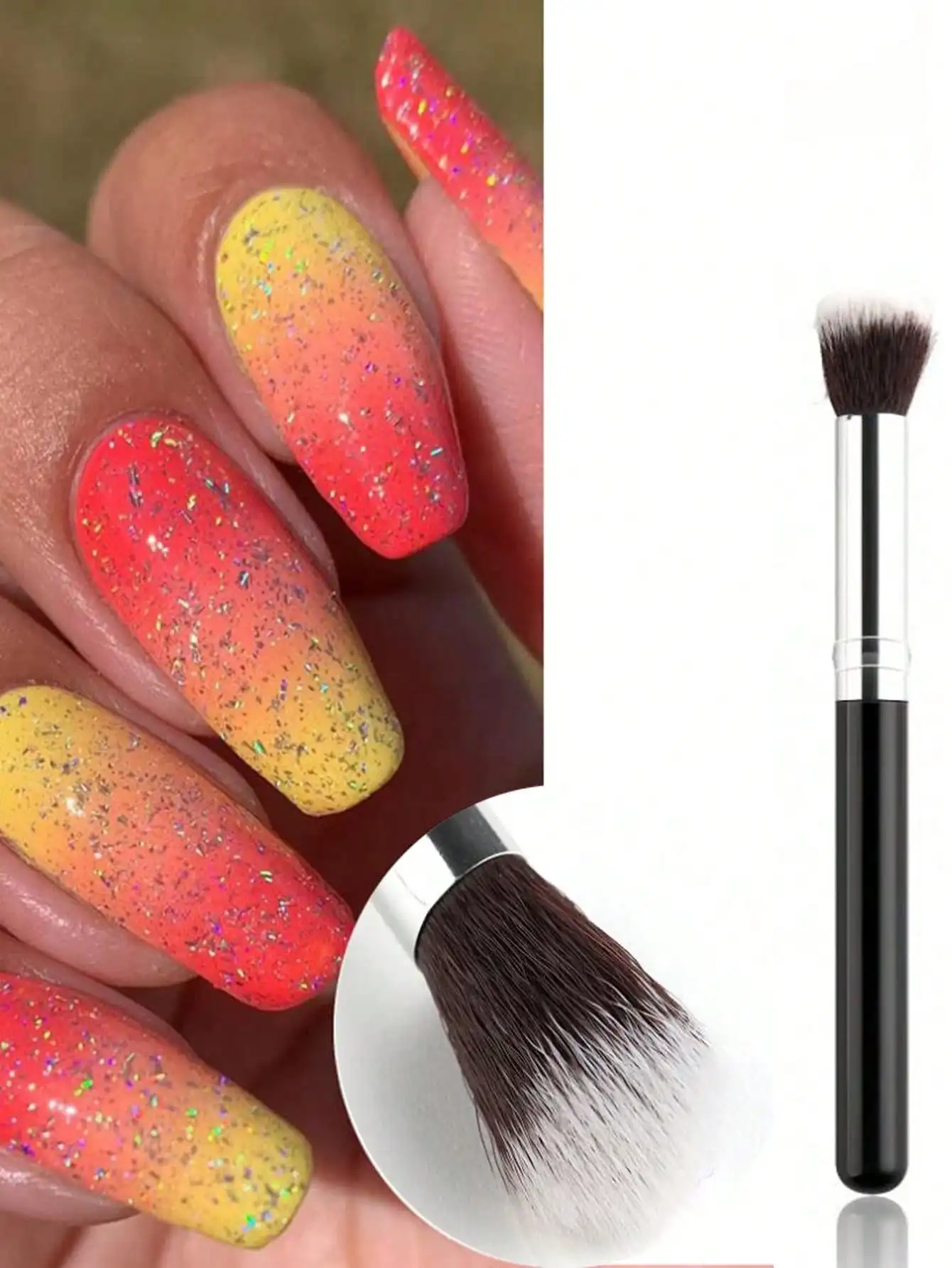 2 pezzi set di pennelli per nail art Ombre ombretto fondotinta fard pennelli per trucco manico rotondo strumenti per manicure cosmetica in fibra artificiale